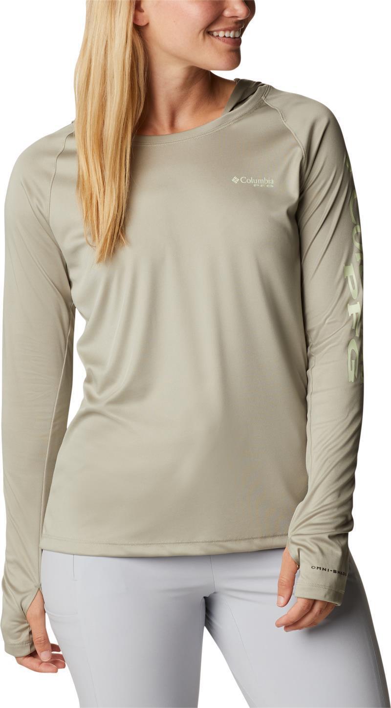 Tidal Tee Hoodie - Womens - Safari / Light Lime Logo 1