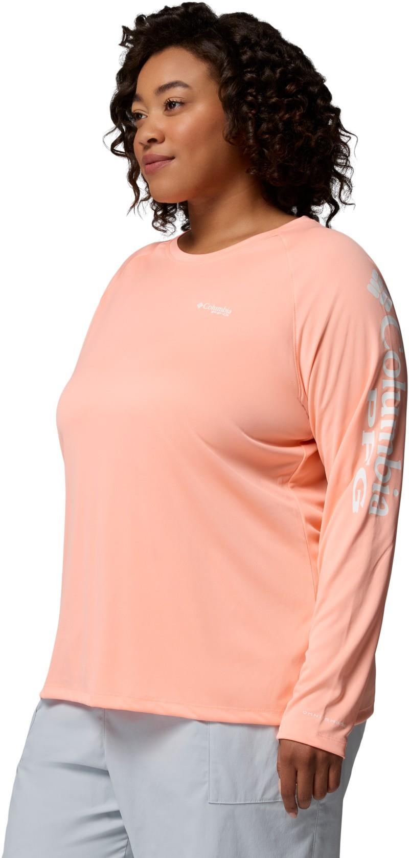 Tidal Tee II LS, Extended - Womens - tiki pink / white logo 1