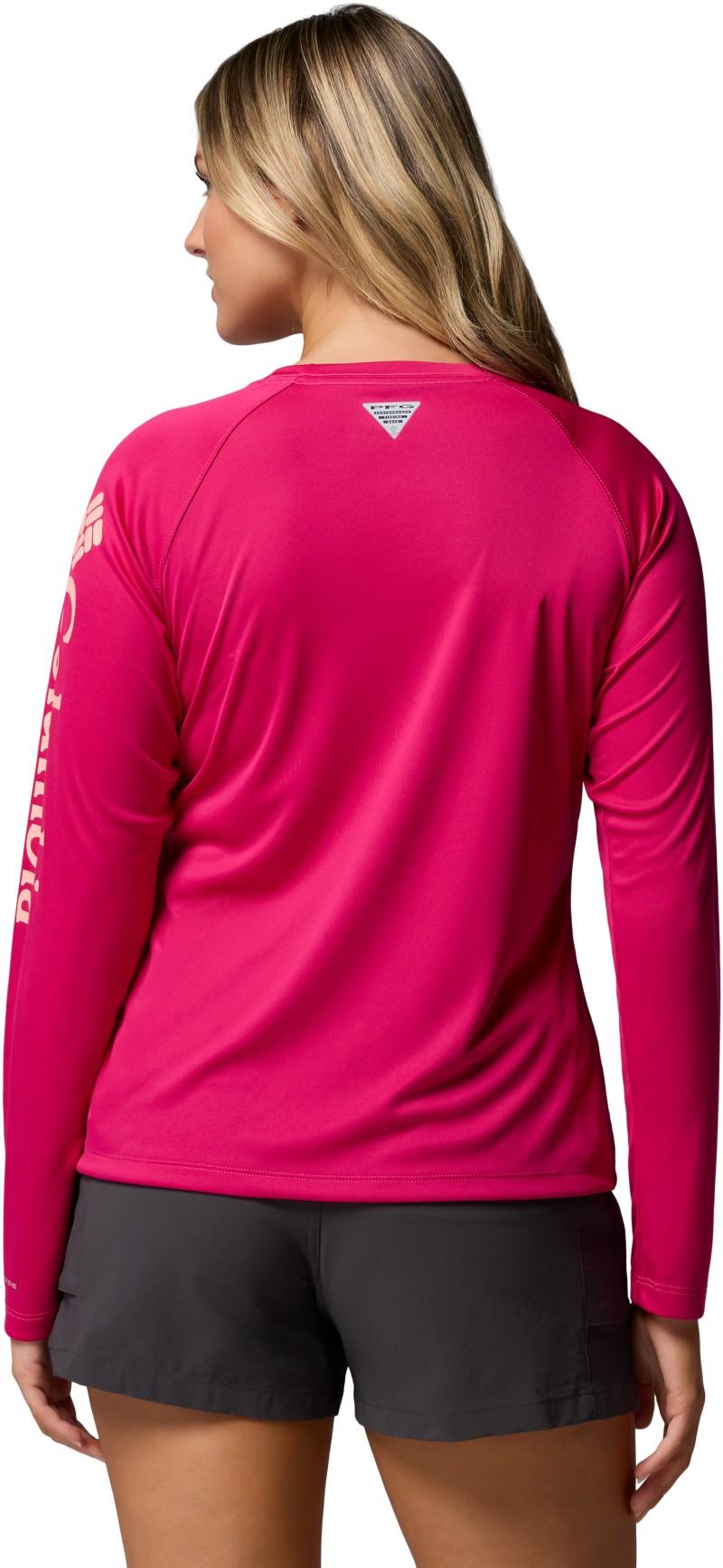 Tidal Tee II LS - Womens - bright nectar / guava pink logo 1