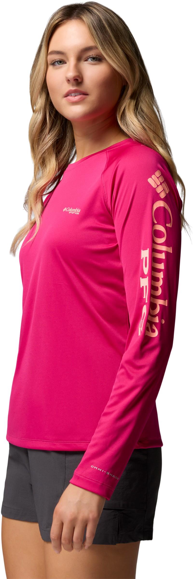 Tidal Tee II LS - Womens - bright nectar / guava pink logo 1