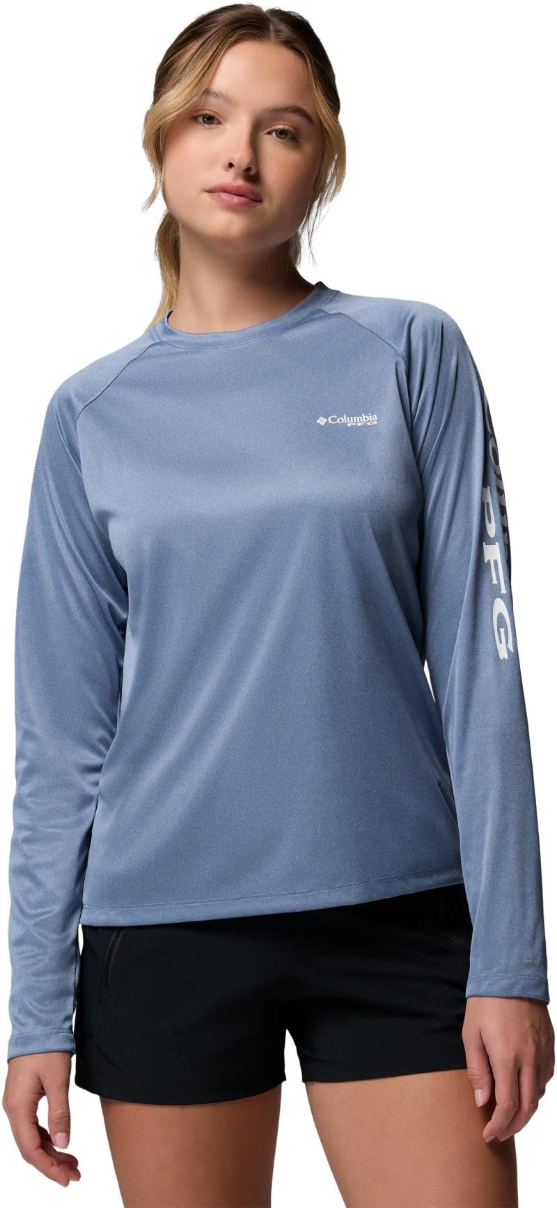 Tidal Tee II LS - Womens - new moon heather / white logo 1