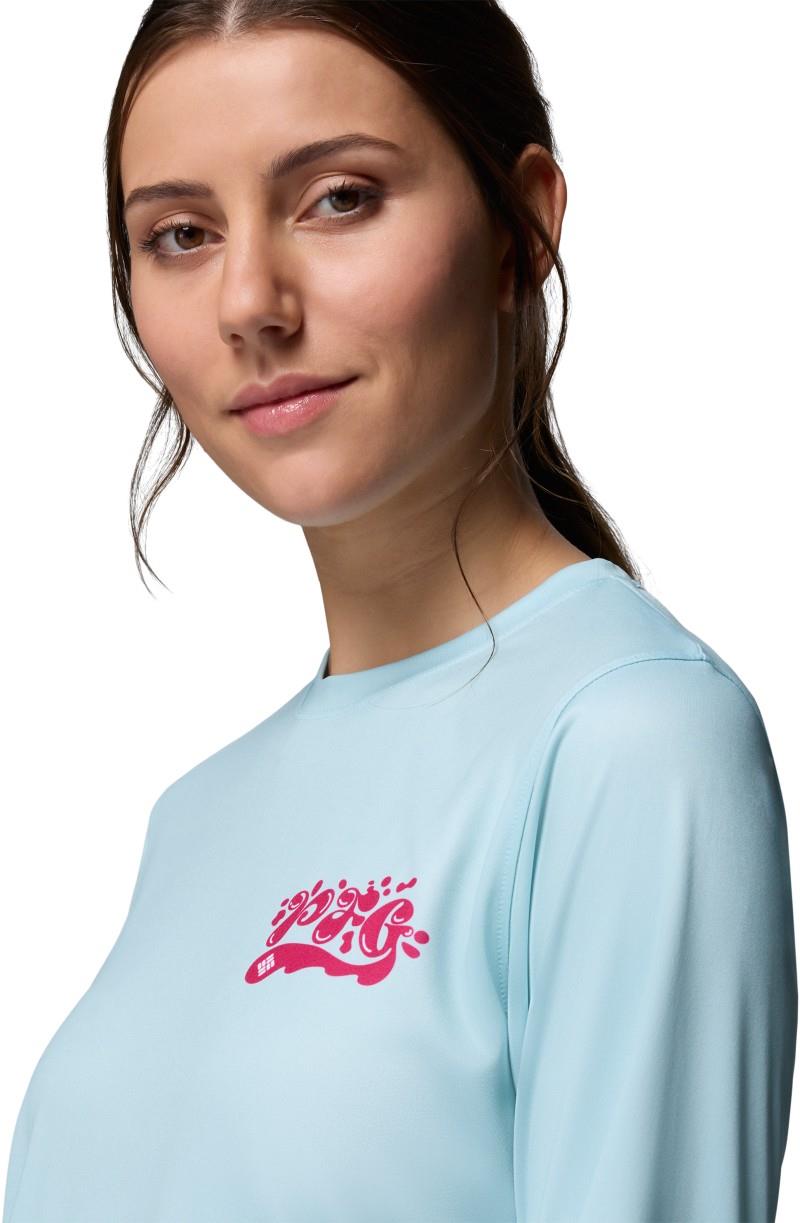Tidal Tee PFG Palm Waves LS - Womens - marine light / flamingo isle 1