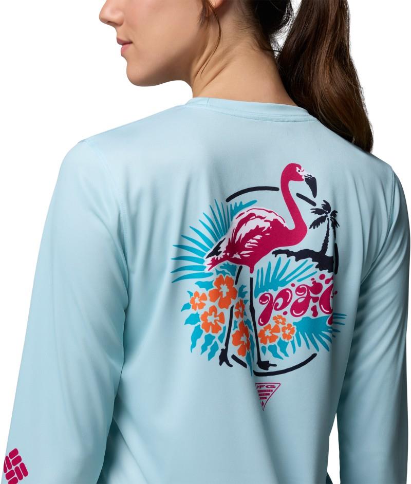 Tidal Tee PFG Palm Waves LS - Womens - marine light / flamingo isle 1
