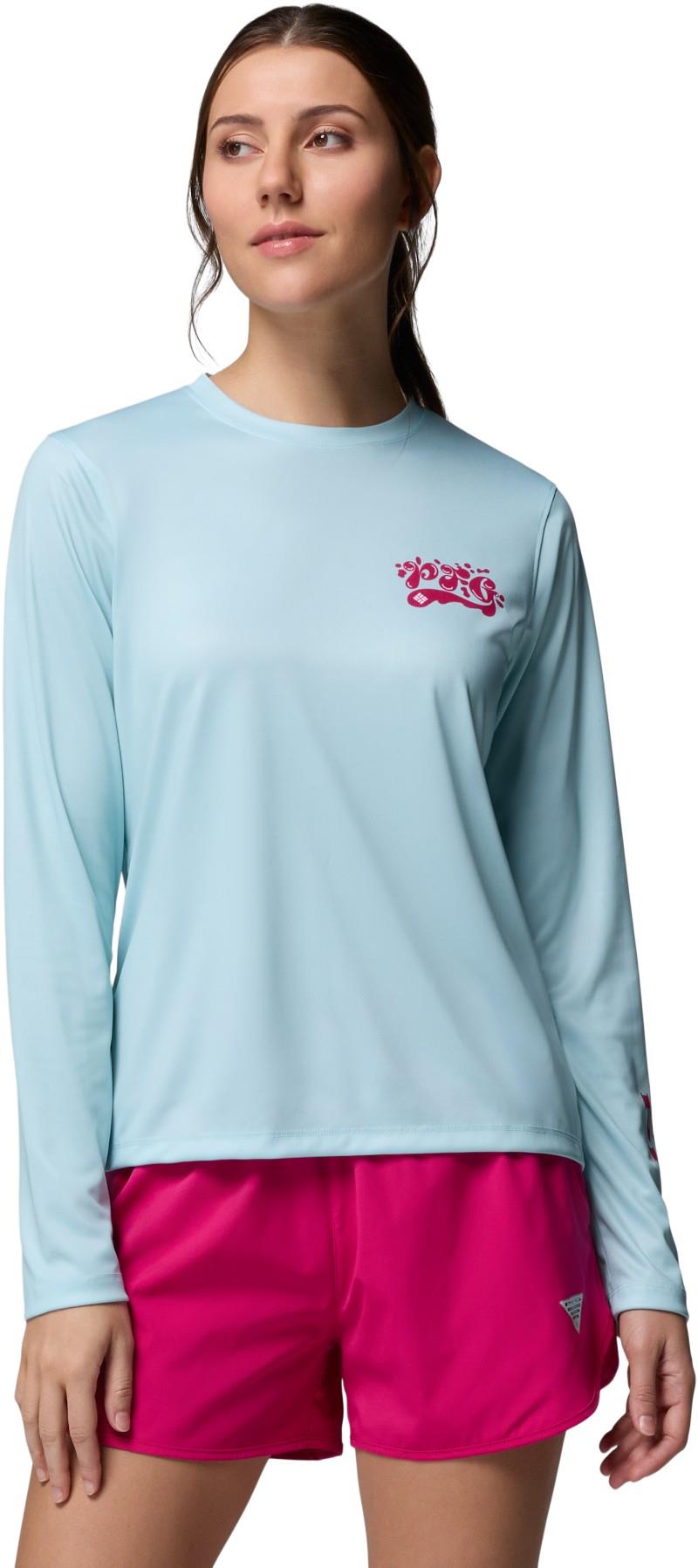 Tidal Tee PFG Palm Waves LS - Womens - marine light / flamingo isle 1