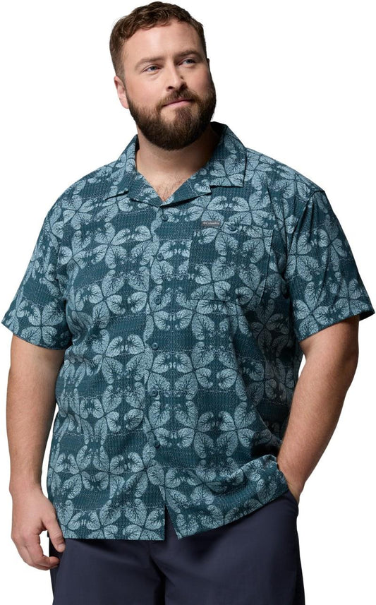 Utilizer Print Camp Shirt, Extended - Mens - everblue / floreidoscope 1