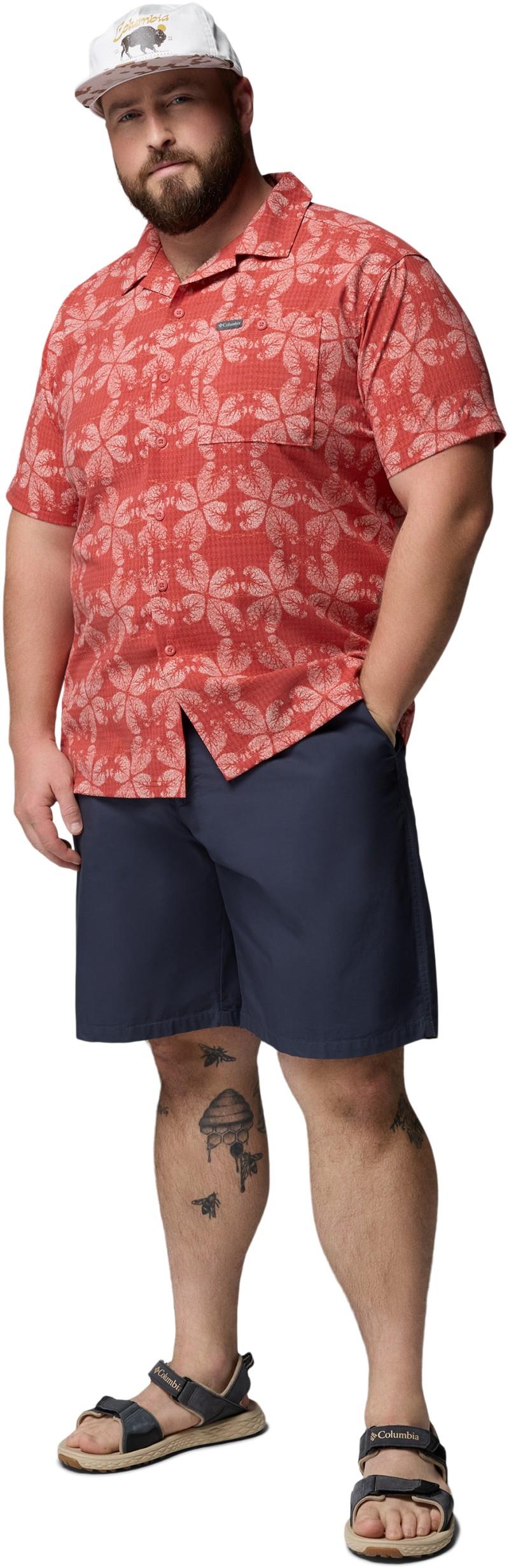 Utilizer Print Camp Shirt, Extended - Mens - washed red / floreidoscope 1