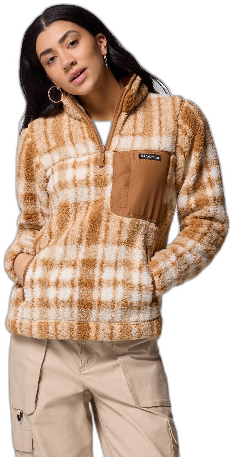 West Bend 1/4 Zip II - Womens - camel brown herringplaid 1