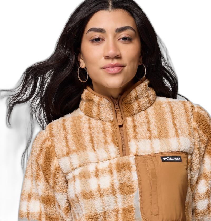 West Bend 1/4 Zip II - Womens - camel brown herringplaid 1
