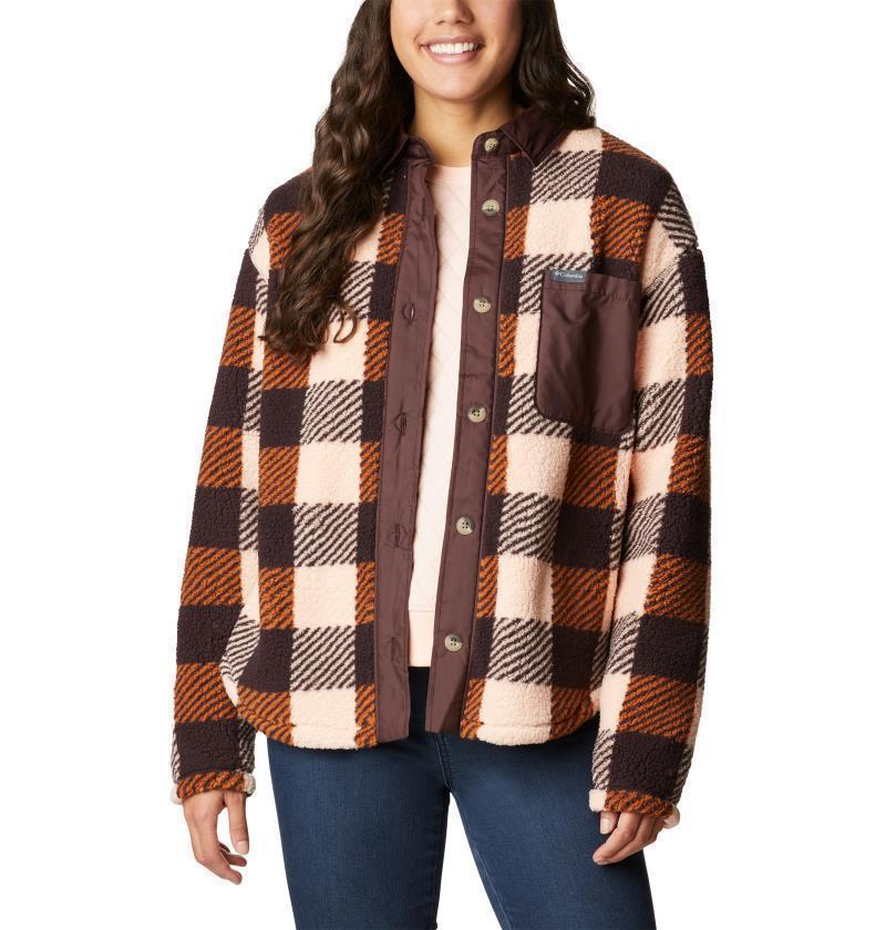 West Bend Shirt Jacket - Womens - Warm Copper Check Multi Print 3