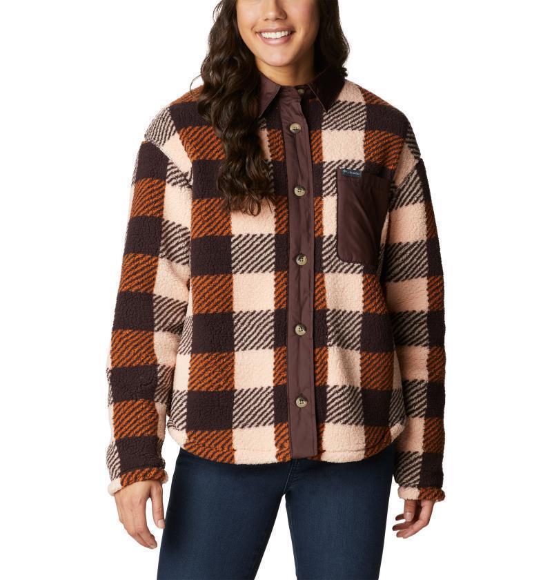 West Bend Shirt Jacket - Womens - Warm Copper Check Multi Print 1