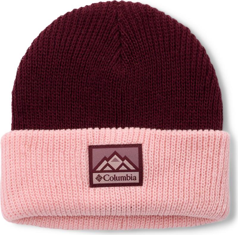 Whirlibird Cuffed Beanie - Youth - rich wine / satin pink / mountains 1