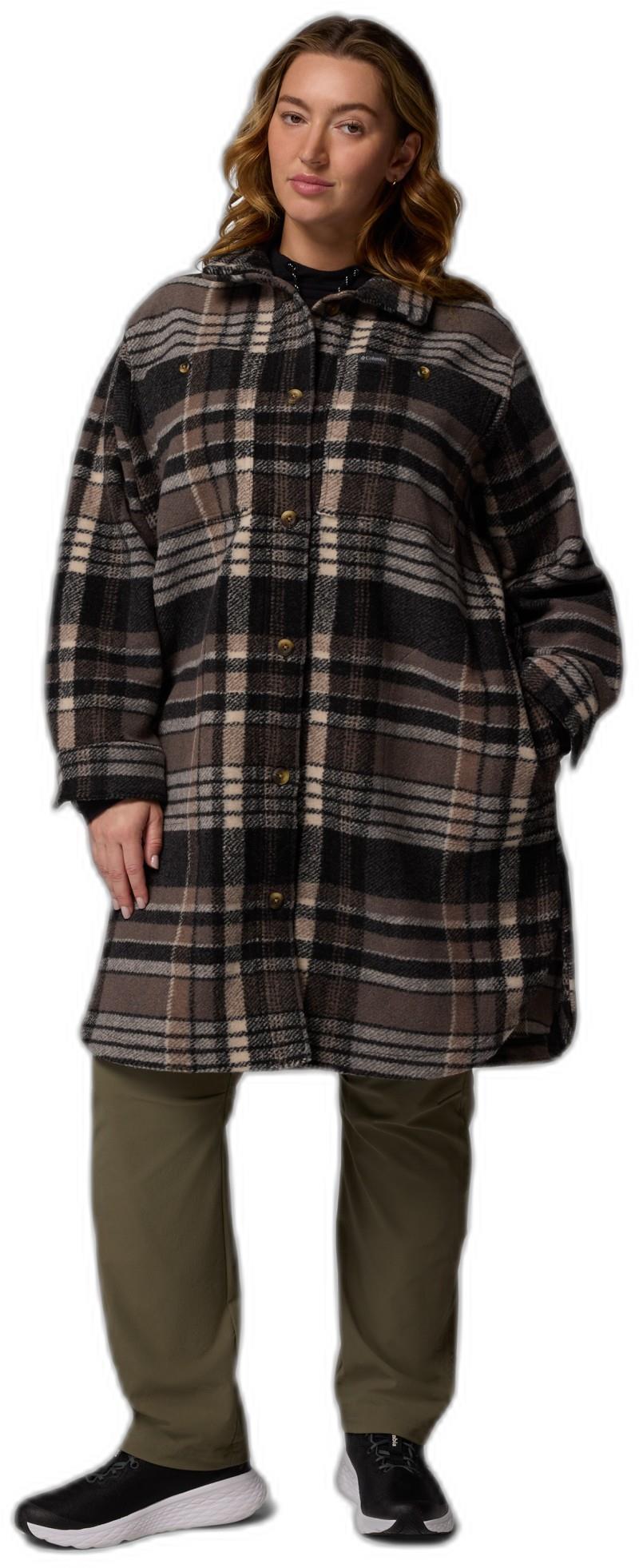 Wildest Venture Long Fleece Coat, Extended - Womens - black vagabond plaid 1