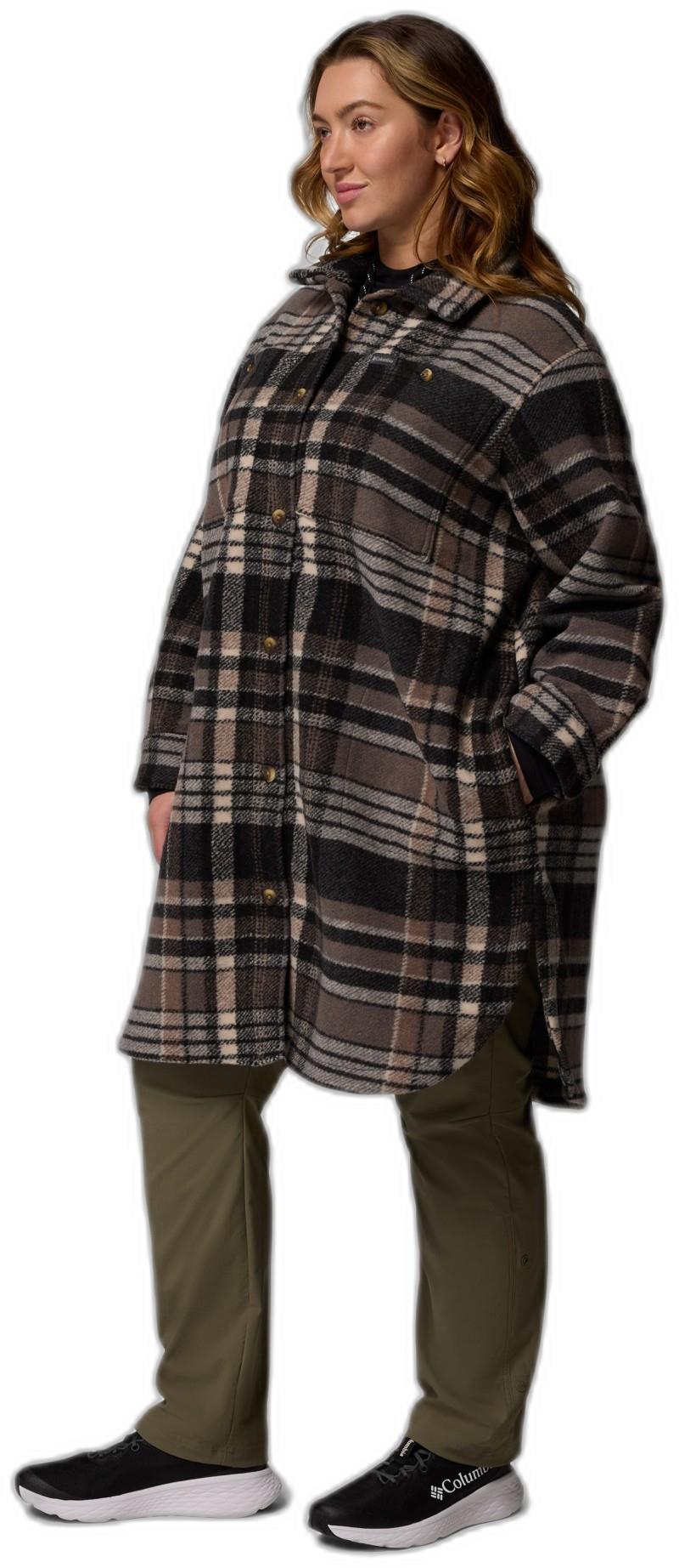 Wildest Venture Long Fleece Coat, Extended - Womens - black vagabond plaid 1