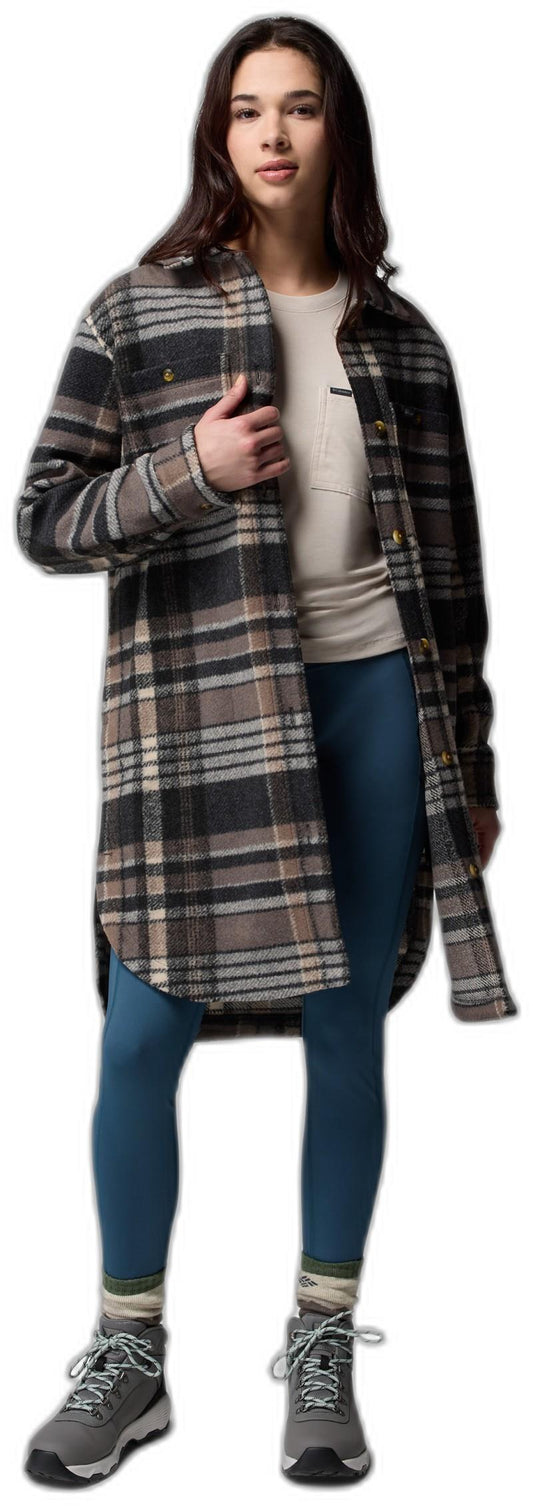 Wildest Venture Long Fleece Coat - Womens - black vagabond plaid 1