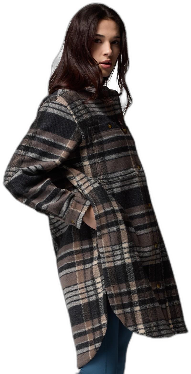 Wildest Venture Long Fleece Coat - Womens - black vagabond plaid 1