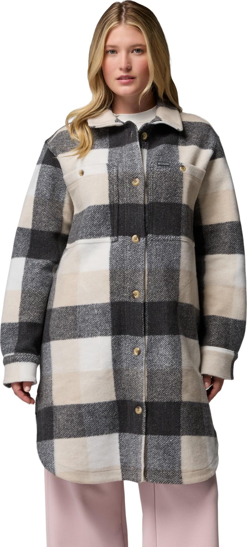 Wildest Venture Long Fleece Coat - Womens - dark stone / extra large buffalo check 1