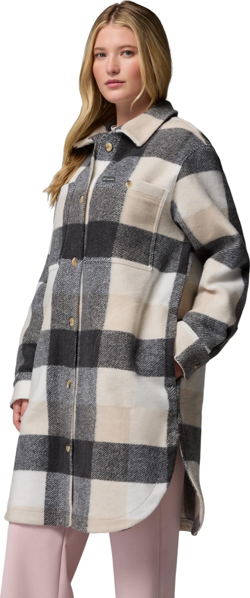 Wildest Venture Long Fleece Coat - Womens - dark stone / extra large buffalo check 1