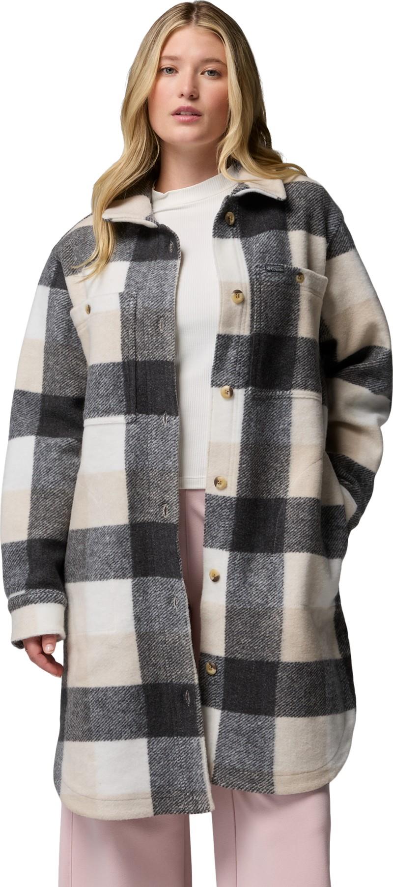 Wildest Venture Long Fleece Coat - Womens - dark stone / extra large buffalo check 1