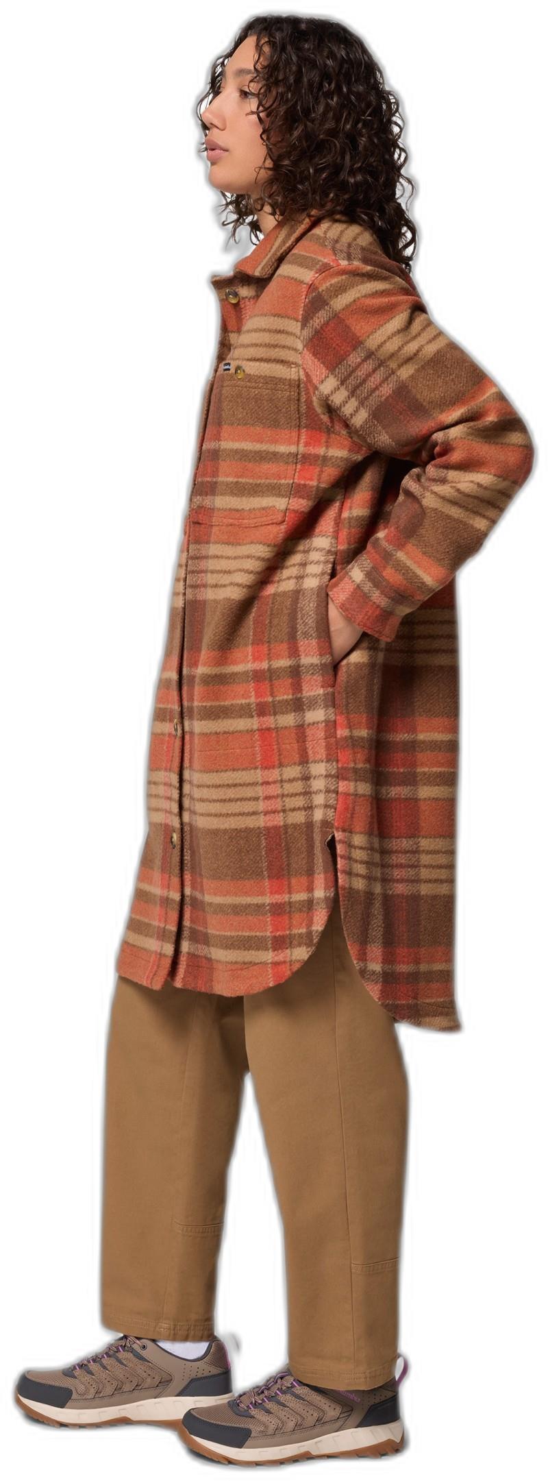 Wildest Venture Long Fleece Coat - Womens - tobacco vagabond plaid 1