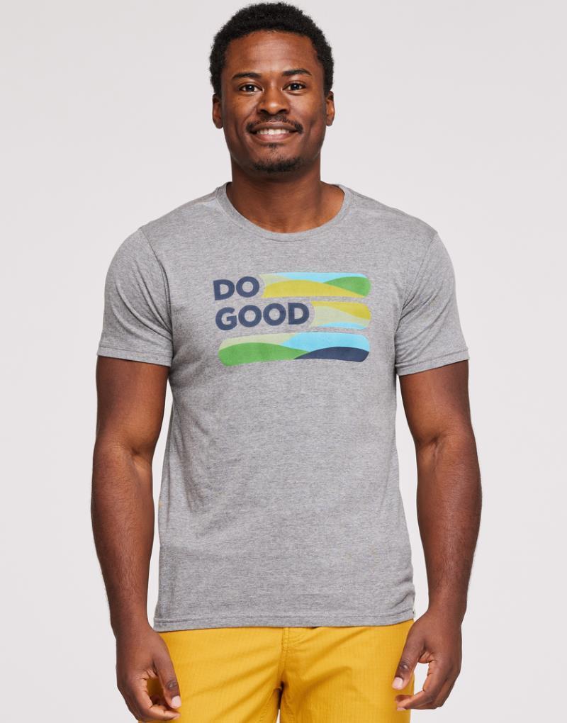 Do Good Stripe Organic T-Shirt - Mens - heather grey 1