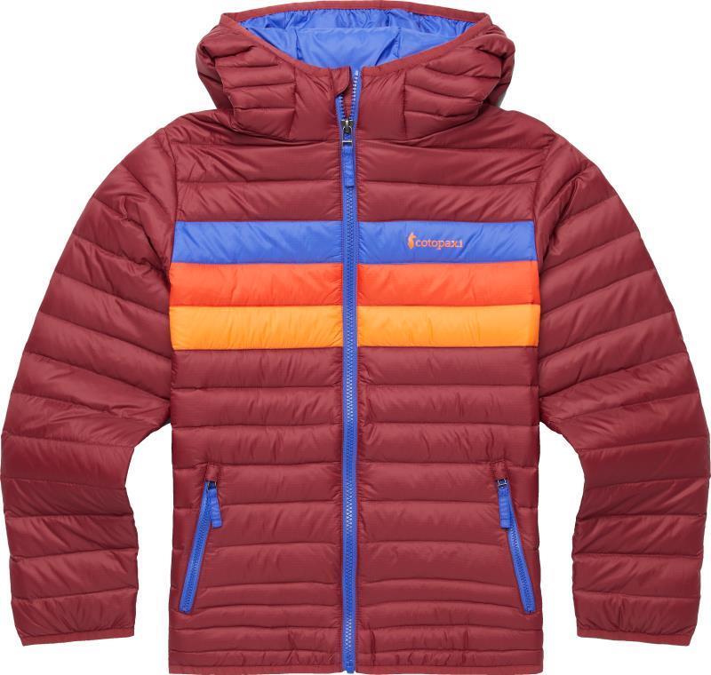 Fuego Down Hooded Jacket - Kids - burgundy stripes 1