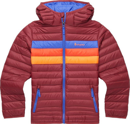 Fuego Down Hooded Jacket - Kids - burgundy stripes 1