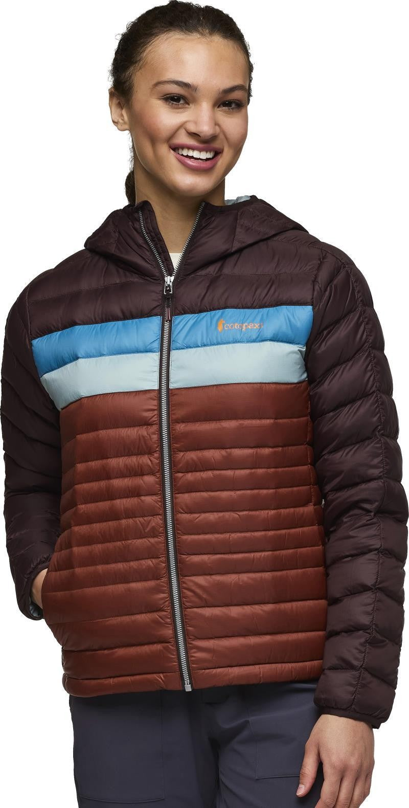 Fuego Down Hooded Jacket - Womens - coffee / rusty 1