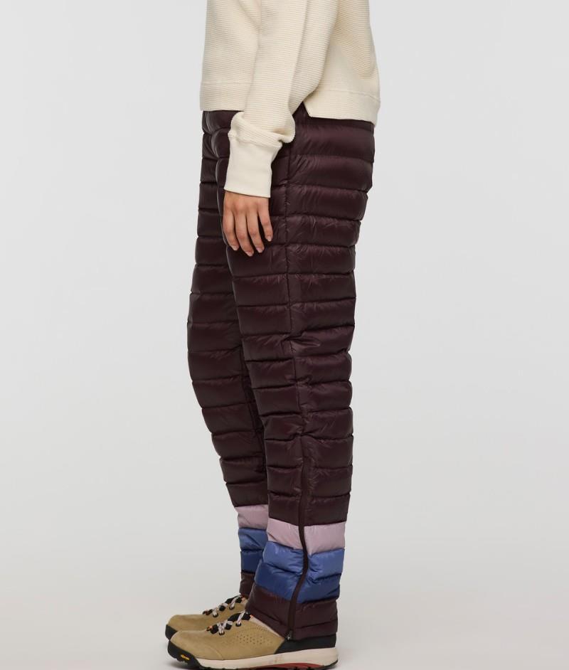 Fuego Down Pants - Womens - coffee stripes 1
