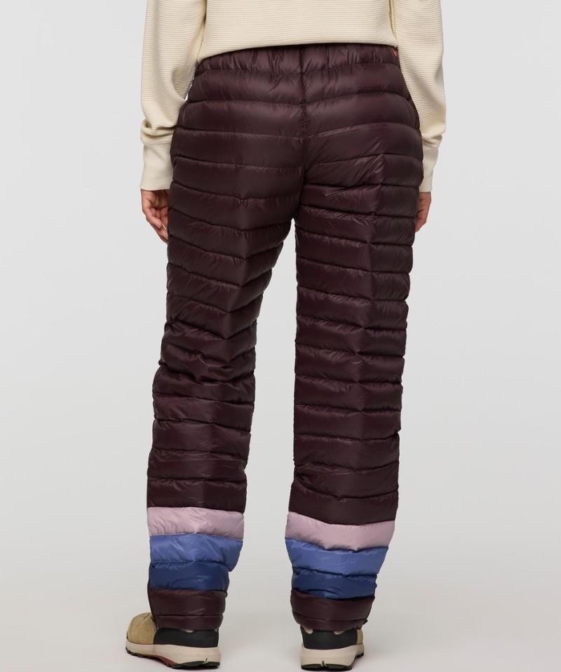 Fuego Down Pants - Womens - coffee stripes 1