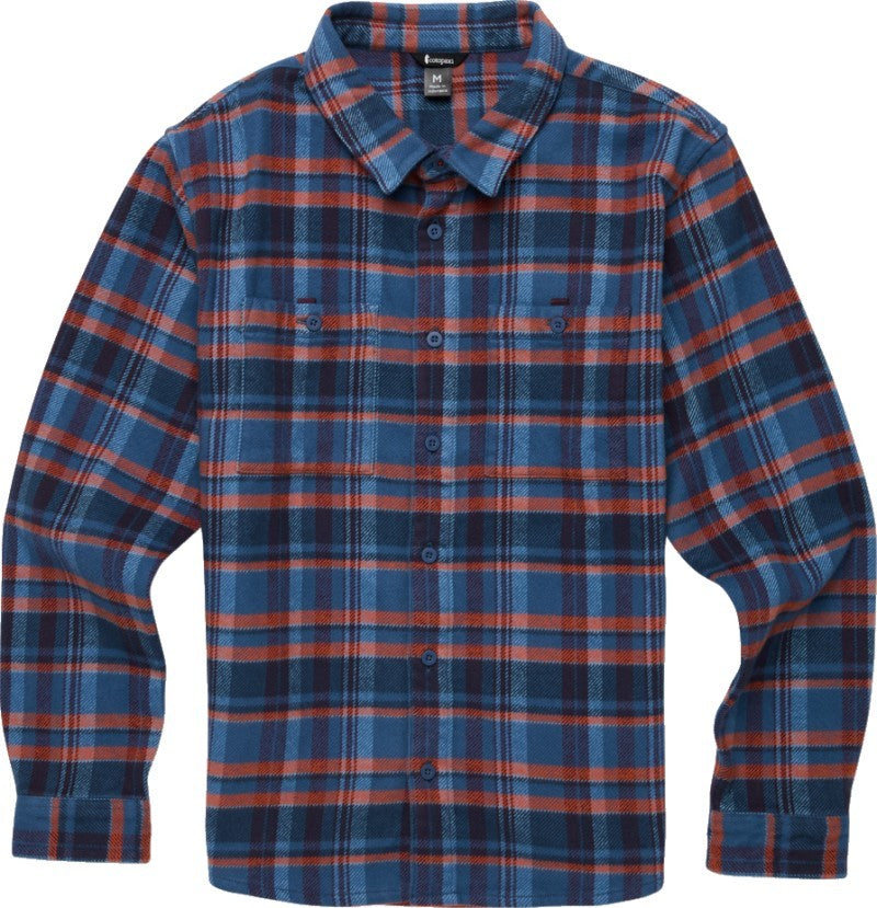 Mero Organic Flannel Shirt - Mens - deep ocean plaid 1