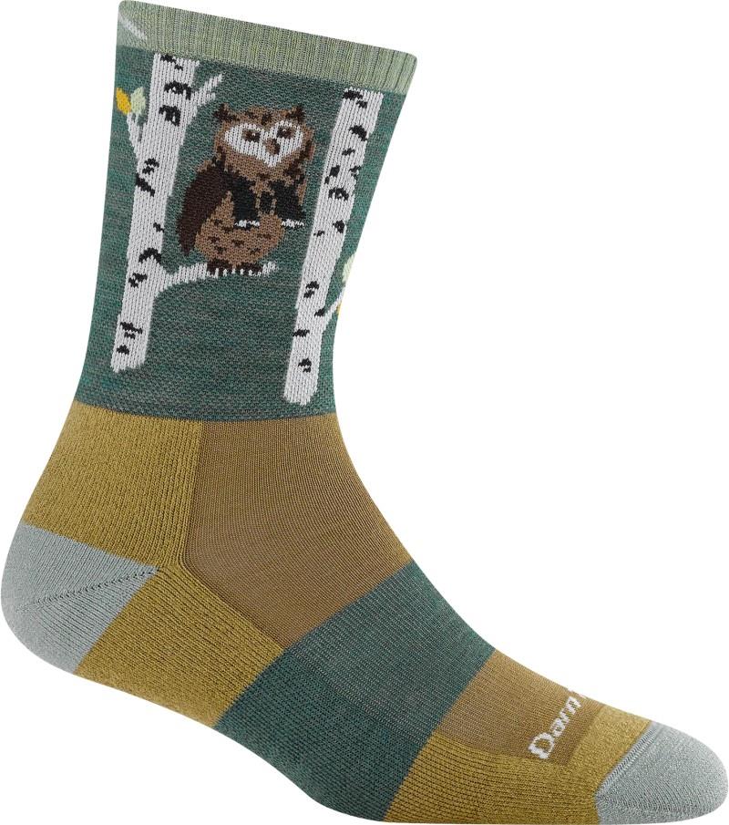 Critter Club Micro Crew Lightweight w/ Cushion Socks - Womens - owl green 1
