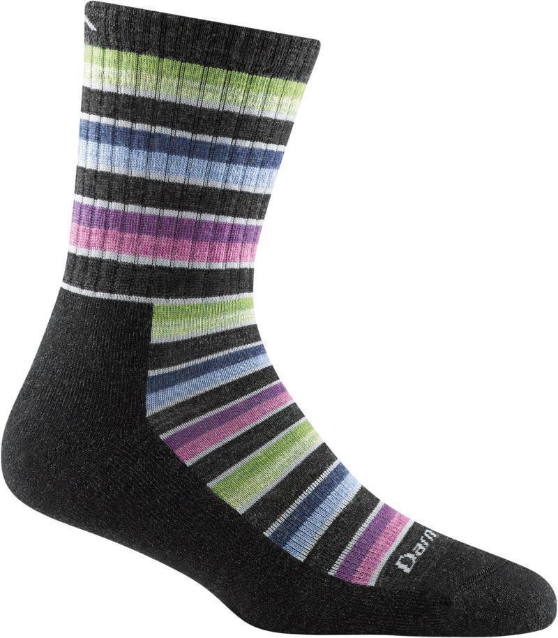 Decade Stripe Micro Crew Midweight Cushion Socks - Womens - Charcoal 1