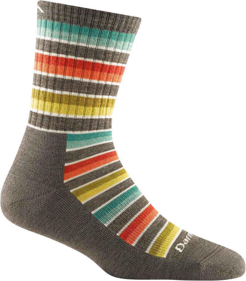 Decade Stripe Micro Crew Midweight Cushion Socks - Womens - Taupe 1
