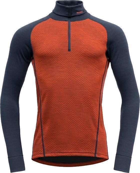 Duo Active Merino 205 LS Zip Neck - Mens - Brick / Ink 1