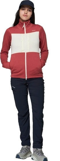 Egga Grid Merino Jacket - Womens - marsala / raw white 1
