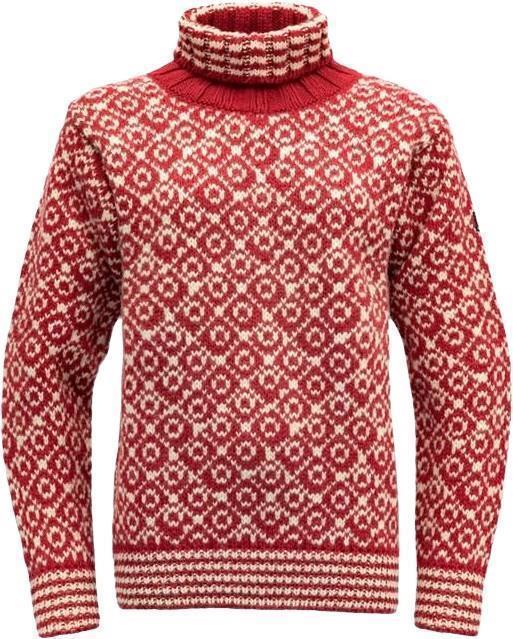 Svalbard Wool High Neck - Unisex - Hindberry / Off White 1