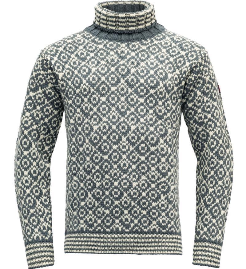 Svalbard Wool High Neck - Unisex - Turbulence / Off White 1