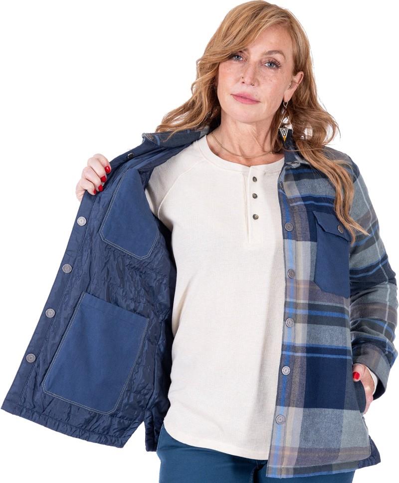 Durham Quilted Shirt Jacket - Womens - loden green plaid 1