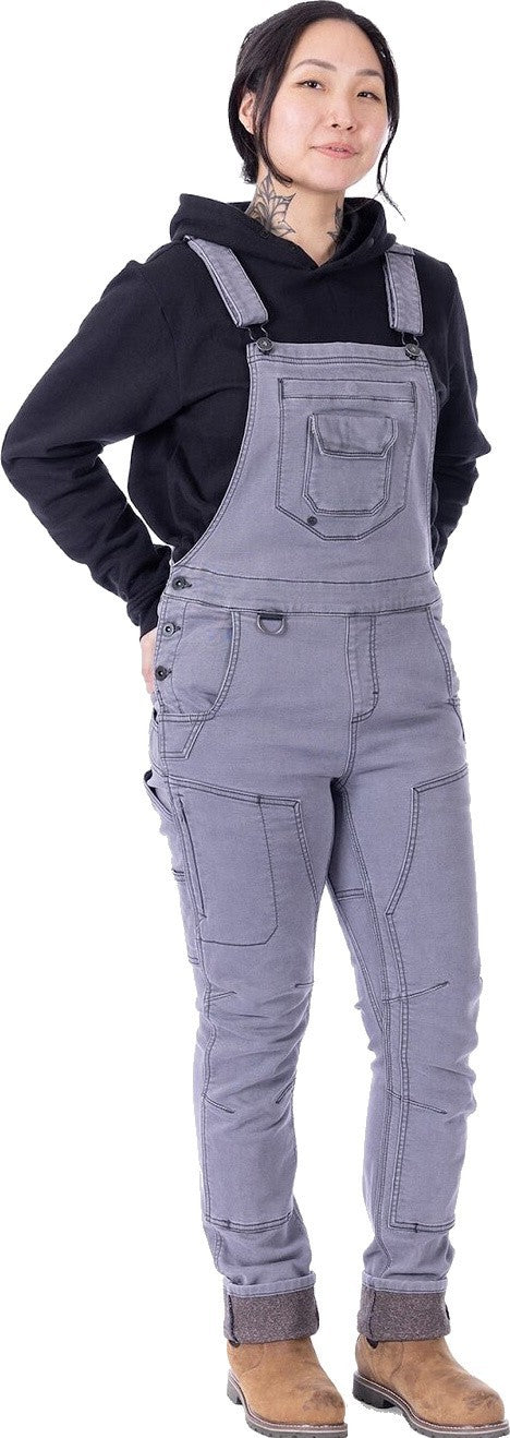 Freshley Hotswap Stretch Denim Drop Seat Overalls, 34" Inseam - Womens - grey 1