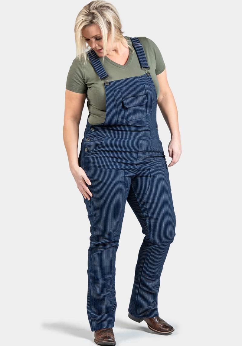 Freshley Overalls, Canvas, 30" Inseam - Womens - Wabash Stripe Canvas 3
