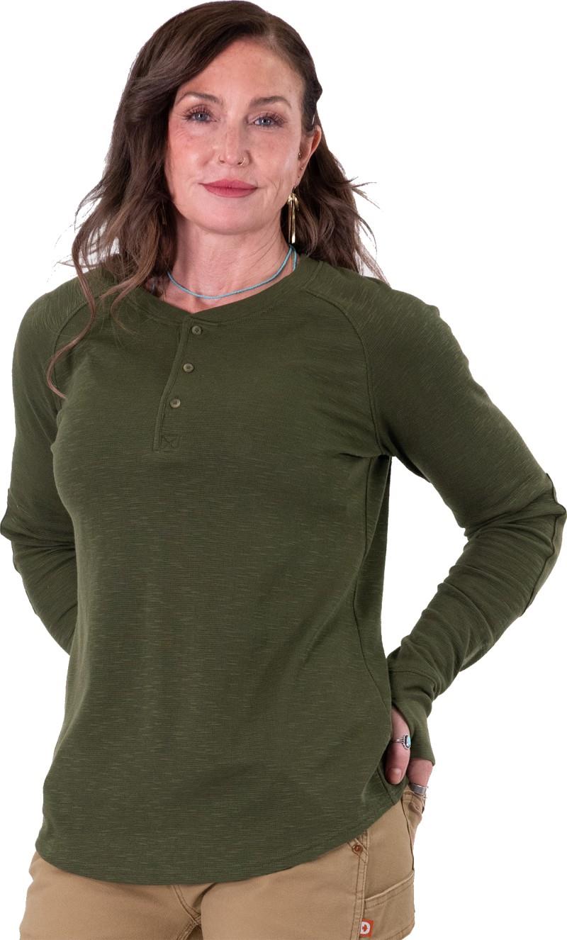 Honed Henley - Womens - moss green 1