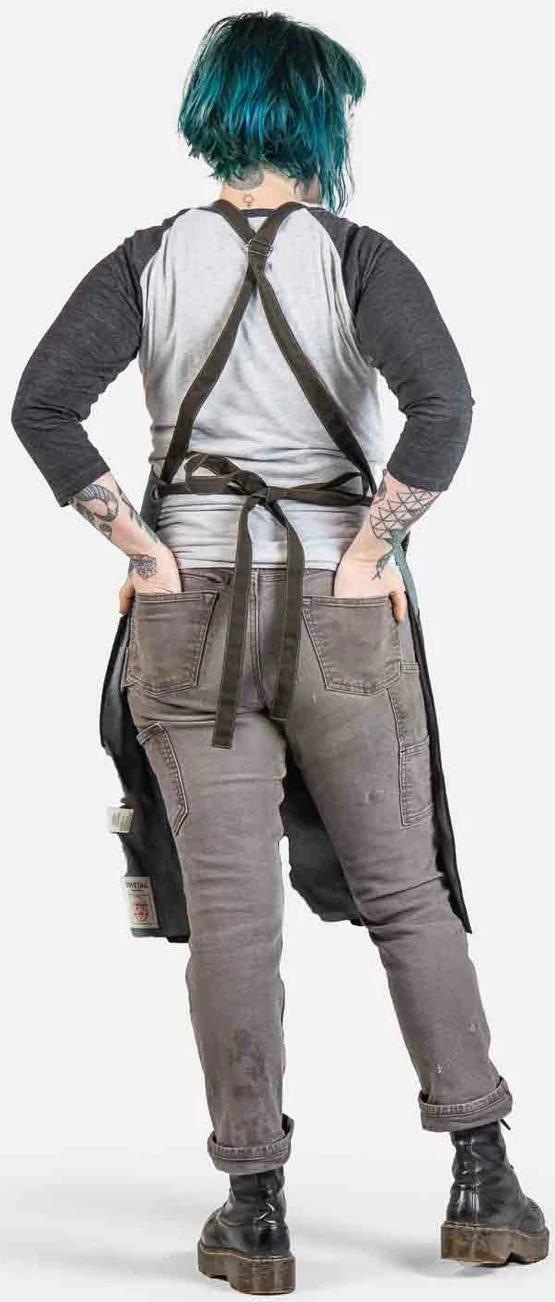 Obana Long Apron - Womens - Olive Green 4