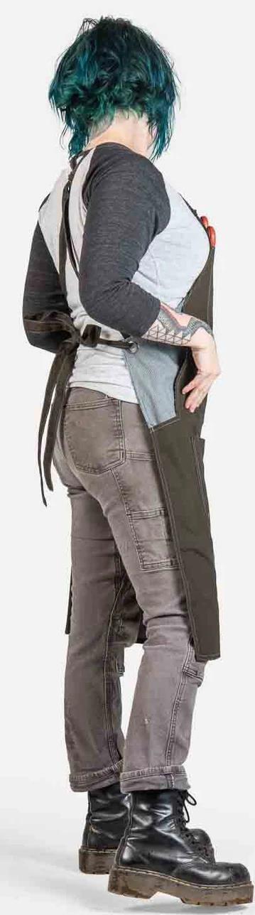 Obana Long Apron - Womens - Olive Green 5
