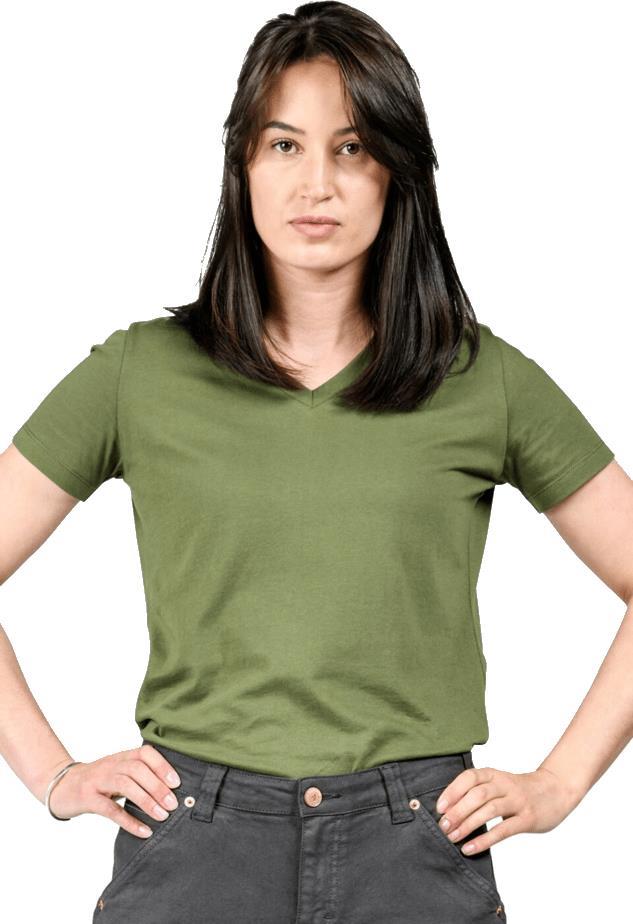 Solid V-Neck Tee - Womens - Blade Green 1