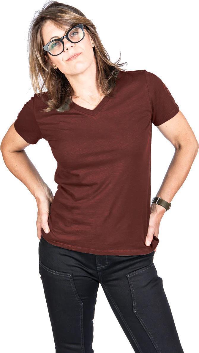 Solid V-Neck Tee - Womens - chicory root 1