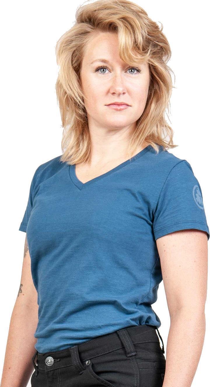 Solid V-Neck Tee - Womens - dovetail blue 1