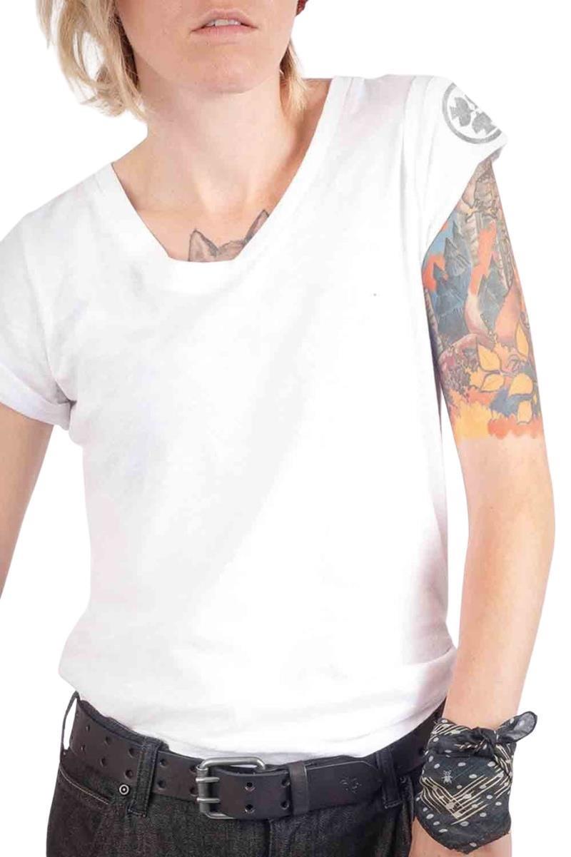 Solid V-Neck Tee - Womens - white 1