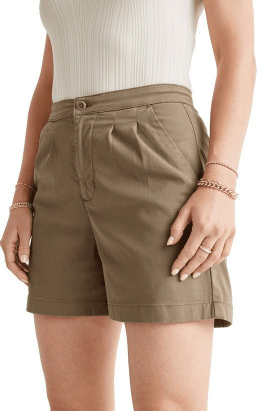 Live Free Pleated Shorts, 5" Inseam - Womens - olive 1