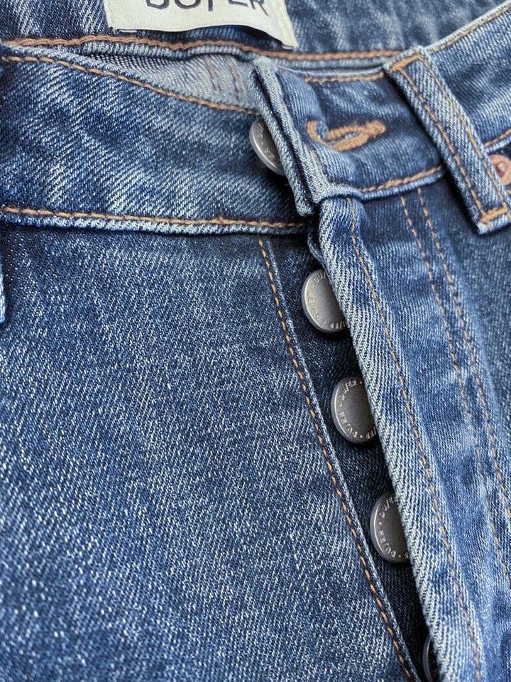Midweight Performance Denim Loose Straight Jeans, 32" Inseam - Womens - Medium Blue 4