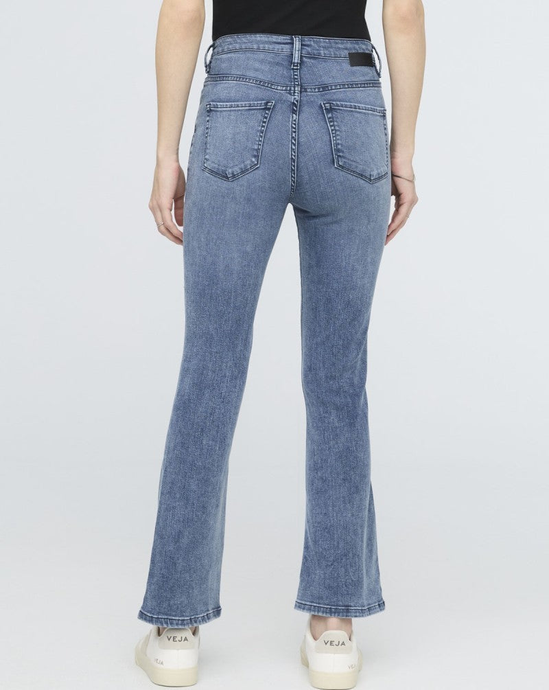 No Sweat Denim High-Rise Kick Flare Jeans, 26" Inseam - Womens - textured indigo 1